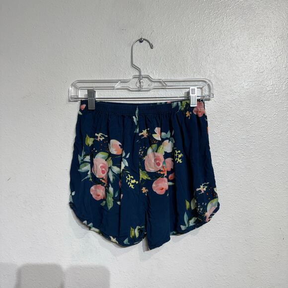 Navy Floral 2-Piece Shorts Set Sz S - Picture 7 of 10